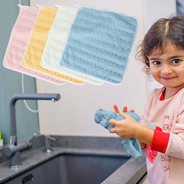 Toallas de manos de forro polar Suaves, absorbentes, de secado rápido | Paños transpirables de 35x35 cm para piel delicada | Multipack Amarillo Blanco Azul | Toallas ligeras de higiene 40g