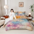 thumbnail image 4 of Feelyou Chic Abstract Ombre Full Size Comforter Sets for Women, Vintage Fashion Art Bedding Comforter Set, Fashion Watercolor Reversible Bedding Sets, Super Cozy Room Decor, 3-Piece, 4 of 8