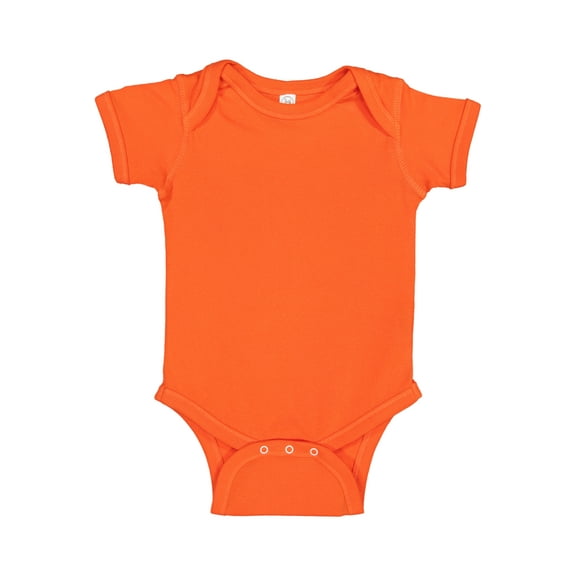 Rabbit Skins Infant 100% Cotton Jersey Lap Shoulder Short Sleeve Bodysuit, Orange, 12 Months