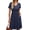 Navy Blue, variant on Summer Women Short Sleeve V-Neck Dresses With Buttons A-Line Pockets Sundresses Casual Knee Travel Beach Dresses