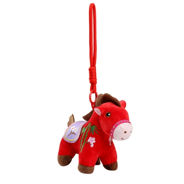 Amuleto de poni bordado de la suerte del Año del Caballo 2026 | Adorno colgante colorido de un potro | Bordado fino de doble cara | Ligero con cordón dorado para árbol, bolso o coche