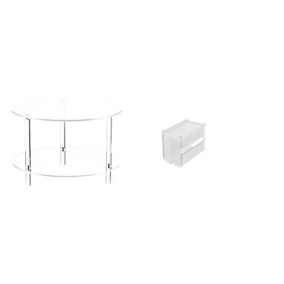 Tnarru Clear Acrylic Side Table End Table Compact for Drink NightStand Bedside Furniture Easy Assembly for Living Room Bathroom Home Toilet Paper Storage Box Modern Paper Towel Dispenser Wall