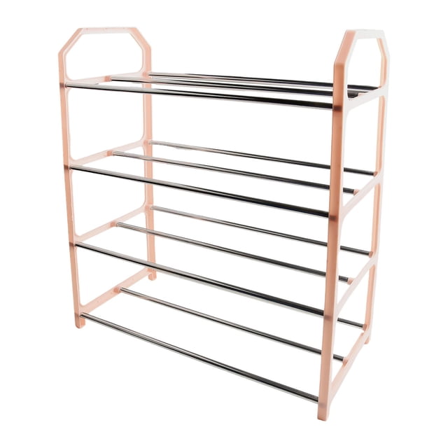Mosiee Simple Shoe Rack Metal Shoe Shelf Footwear Rack Living Room Space Saving Organizer Stand Holder Black Shoe Shelf