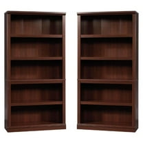 Home Square Engineered Wood 5 Shelf Bookcase in Select Cherry - Set of 2