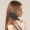 thumbnail image 3 of Starry Night Detangling Hair Brush – Vintage Celestial Paddle Brush with Soft Bristles, Mystical Sun and Moon Design, Wooden Handle Comb, 3 of 6
