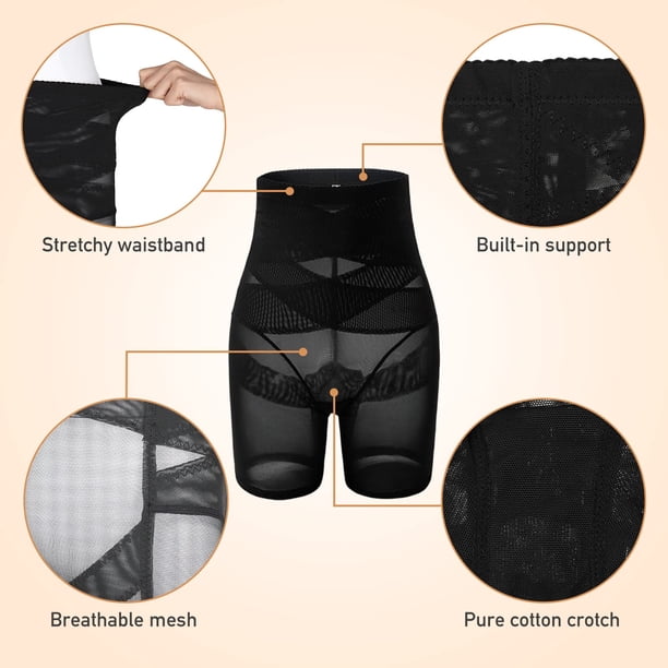 Minnieouse Moldeadores transpirables y fáciles de adelgazar para moldeadores de cuerpo, pantalones de Control de barriga, bragas de cintura alta Prendas para la parte inferior del cuerpo Negro+L