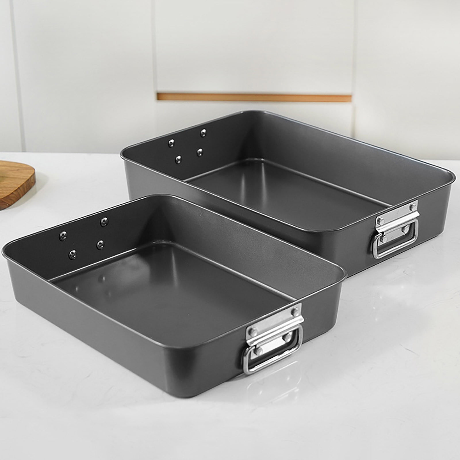 Rectangular Griddle Pan, Rectangular BBQ Plate, Multi-purpose High Body Double Ear Baking Tray, for Home Outdoor Stove, Non-stick Coating Frying Pan, Portable Barbecue Plate