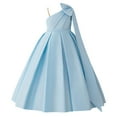 thumbnail image 3 of Wdgfv Girls Satin Formal Dress Bow Shoulder Straps Pageant Party Gown Elegant Evening Toddler Dresses for Sky Blue 11 Years, 3 of 9
