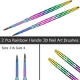 thumbnail image 2 of Ycyan 2Pcs Kolinsky Acrylic Nail Brush Set Rainbow Handle 3D Nail Art Brushes Size 2 & 4 E22, 2 of 3