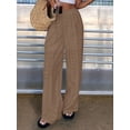 thumbnail image 4 of Womens Summer Solid Color Hollow Out Embroidery Casual Elastic Waist Long Pants Versatile Comfort Camel Color L, 4 of 8