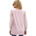 thumbnail image 4 of Maskion Womens Long Sleeve Tops V Neck T Shirts Swiss Dot Puff Sleeve Tops Loose Casual Tshirts,M Pink, 4 of 4