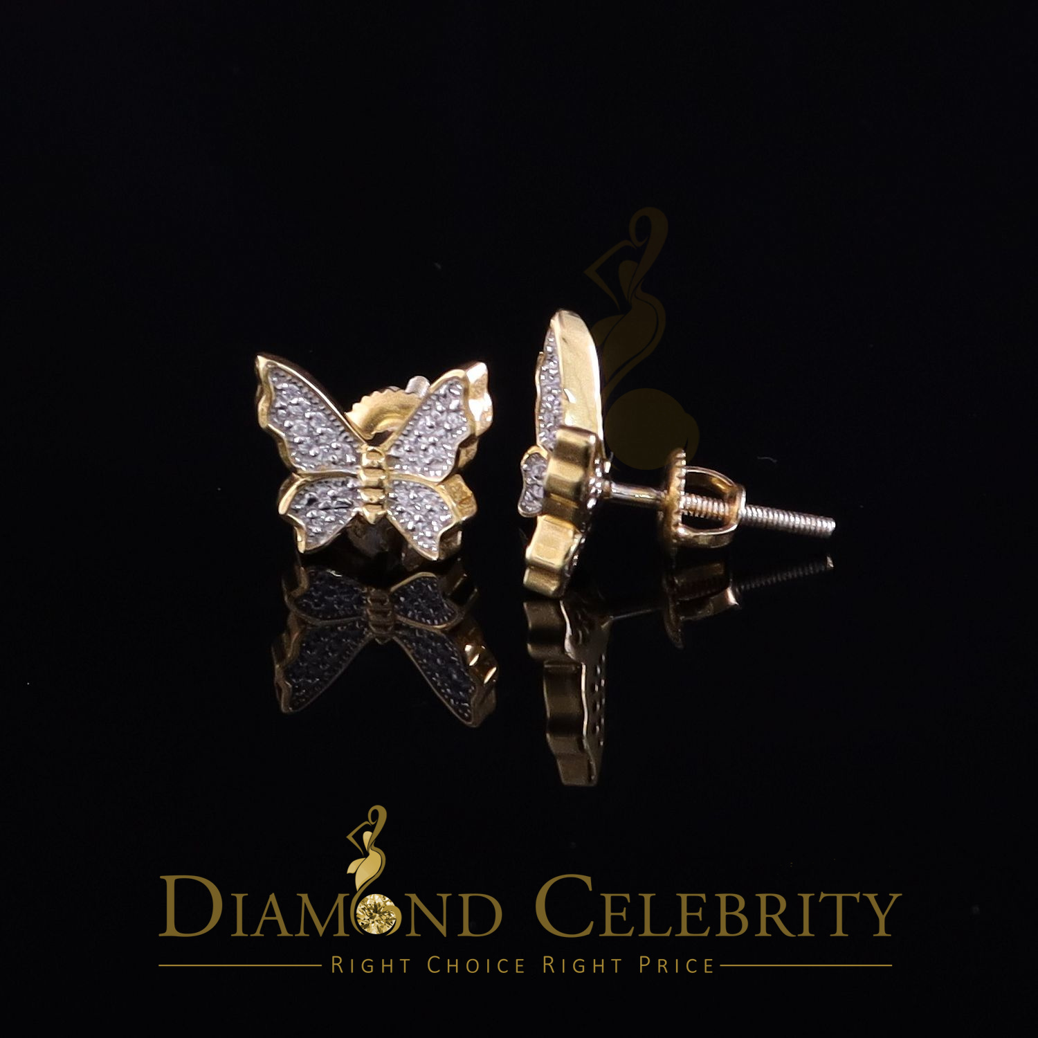 Diamond Celebtrity Butterfly Stud White, Cubic Zirconia Earrings, Sterling Silver, 0.34 ct. t.w., 1 Count