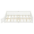 thumbnail image 2 of URTR Queen Size Montessor Solid Wood Floor Bed, Bed with Fence and Door, Low-to-Floor Bed Frame with Slats, White A, 2 of 8