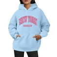 thumbnail image 2 of Womens New York Print Hoodies Long Sleeve Y2K 2026 Sweatshirts Crewneck Loose Fit Holiday Tops, 2 of 4