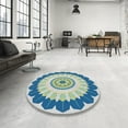 thumbnail image 3 of Ahgly Company Indoor Square Patterned Steel Blue Novelty Area Rugs, 4' Square, 3 of 6