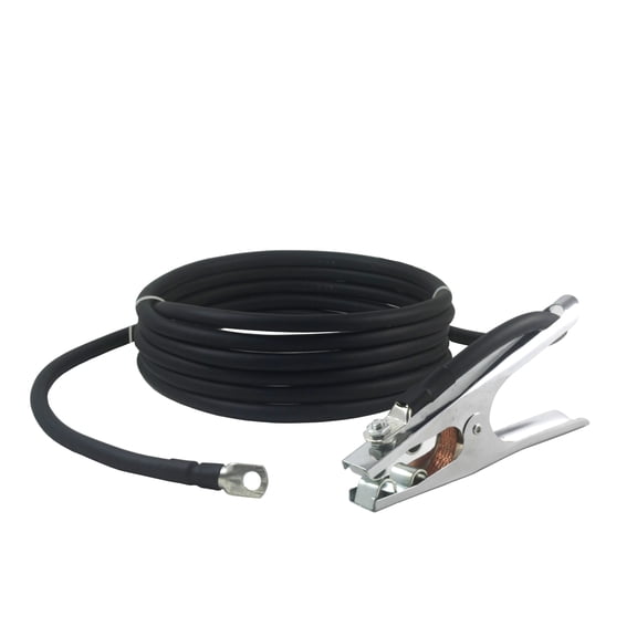 300 Amp Welding Ground Clamp Lead Assembly - Terminal Lug Connector - #1 AWG cable (75 FEET)
