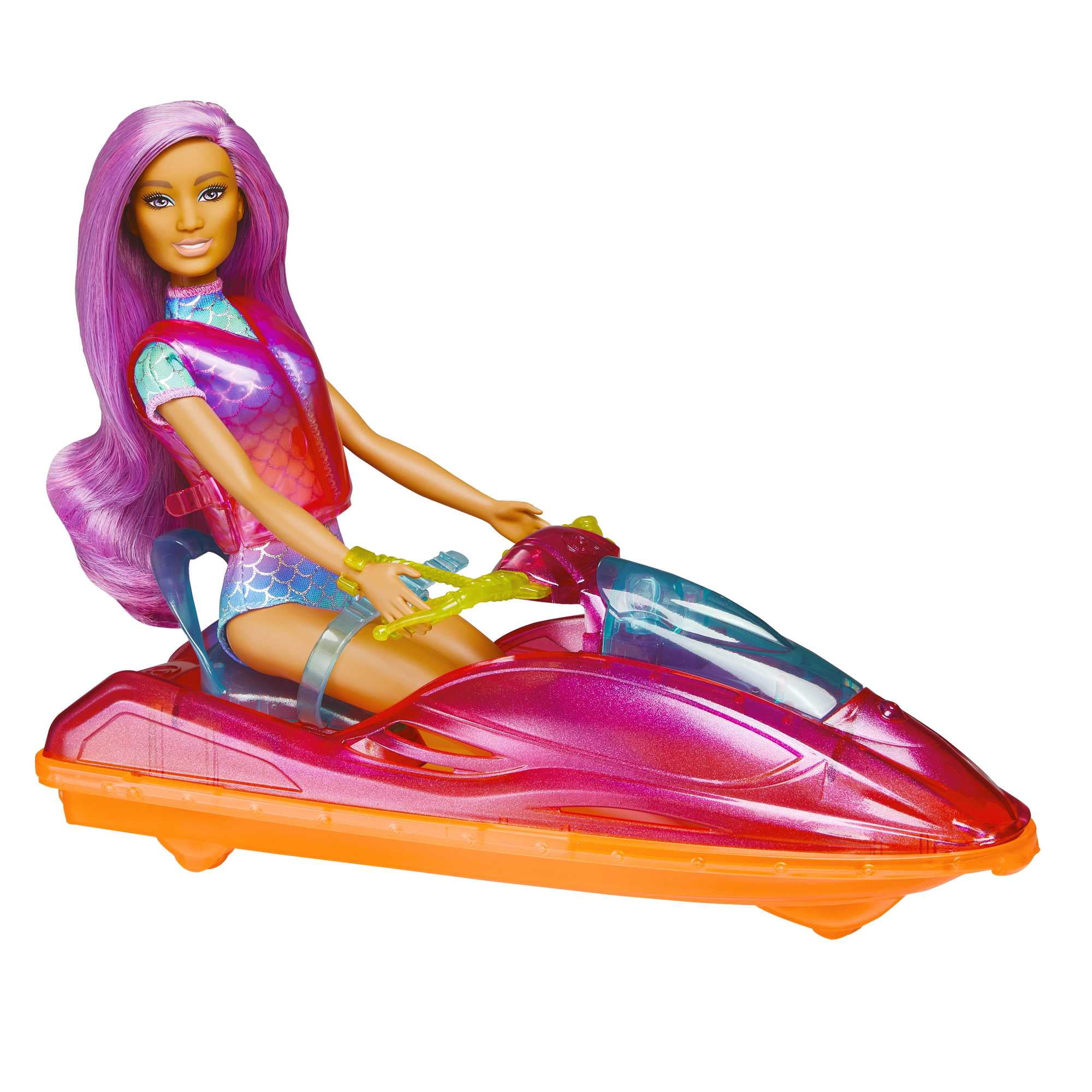 Barbie Beach Doll with Jet Ski, Snorkel, Surfboard, Dolphins & Accessories [Walmart Exclusive]