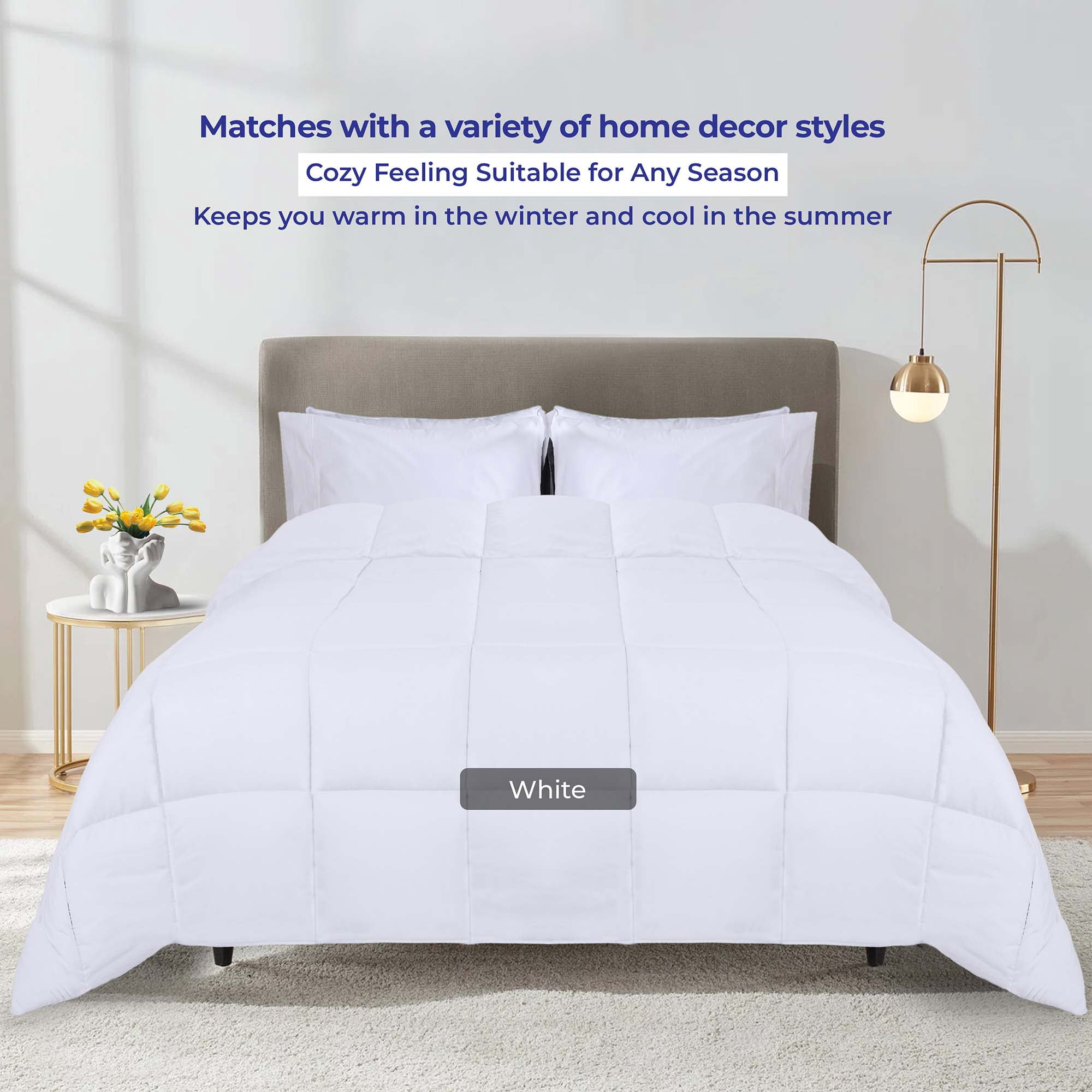 Superior Reversible Down Alternative Comforter, Twin/Twin XL, White