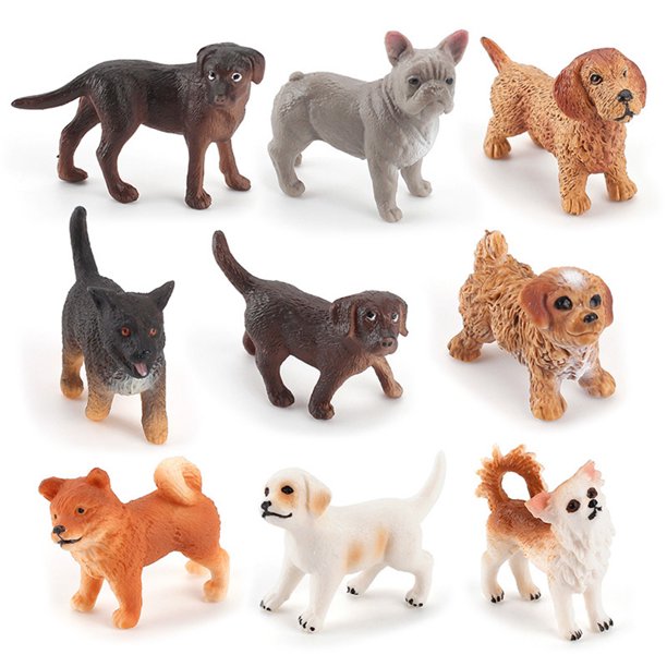 Yuarrent Mini muñeco de cachorro de dibujos animados de 9 Uds., figurita ligera, adornos, juguetes de animales bonitos, modelo de colección, juguete, Decoración del hogar Yuarrent HA038834-00