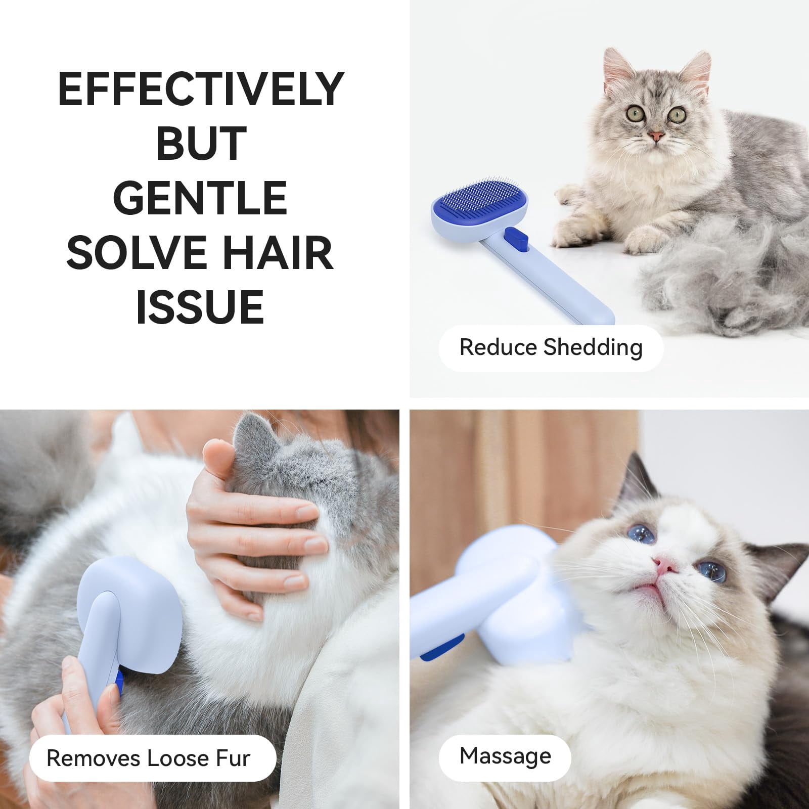 Cat Brush for Shedding, Cat Brushes for Indoor Cats, Cat Brush for Long or Short Haired Cats, Cat Grooming Brush Cat Comb for Kitten Rabbit Massage Removes Loose Fur