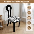 thumbnail image 3 of Ciphrias Dining Chairs Set of 2, Solid Wood Keyhole Back Fabric Upholstered Round Seat Black White for Dining Room, 3 of 8
