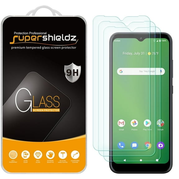 [3-Pack] Supershieldz for Cricket Ovation Tempered Glass Screen Protector, Anti-Scratch, Anti-Fingerprint, Bubble Free