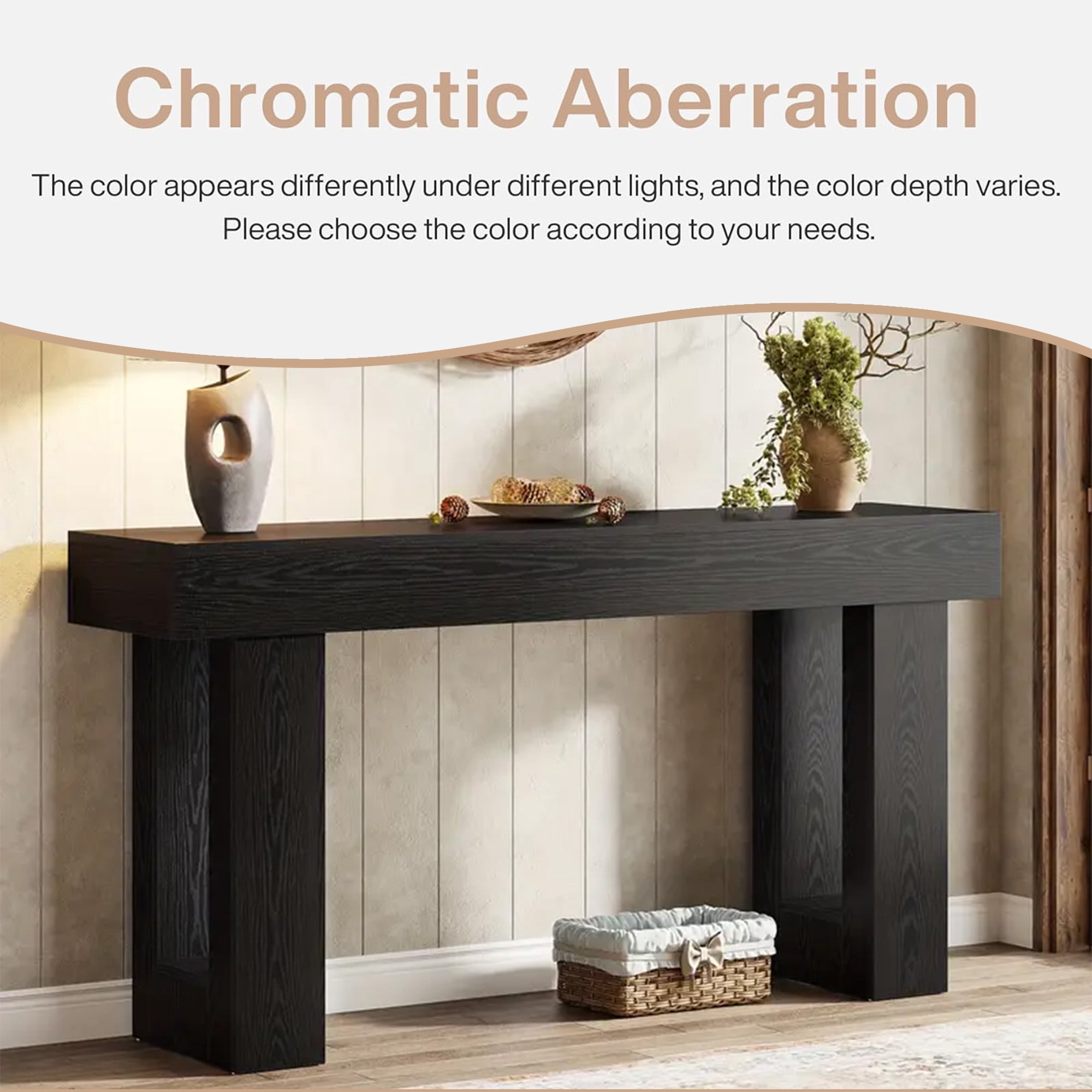 MAYEERTY 63 Inch Modern Country Wooden Console Sofa Table, Engineered Wood Rustic Entryway Hallway Table with Anti-Slip Foot Pads