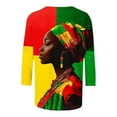 thumbnail image 5 of Summer Tops for Women 3/4 Sleeve Crew Neck Color Block Black History Month Gift Clothes Red 2XL, 5 of 5