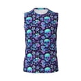 thumbnail image 6 of Lsque Blue Flower Skull Print Men's Cotton Blend Sleeveless Muscle Shirts (S-3XL)- Moisture Wicking, Odor Protection, UPF 30+,Large, 6 of 8