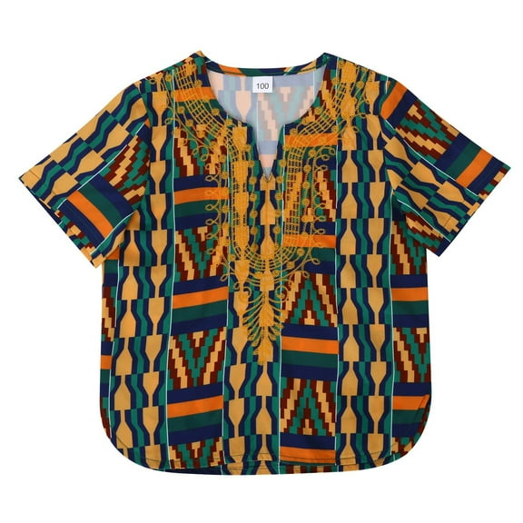 WOYY Little Boys Dashiki Casual T-Shirt Kids African Short Sleeve T Shirt for Children