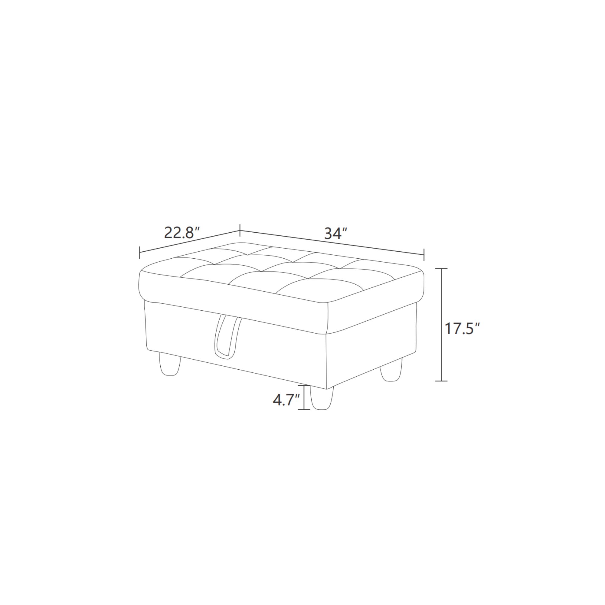 MAYEERTY Faux Leather Ottoman with Storage for Modular Sectional Sofa, Black