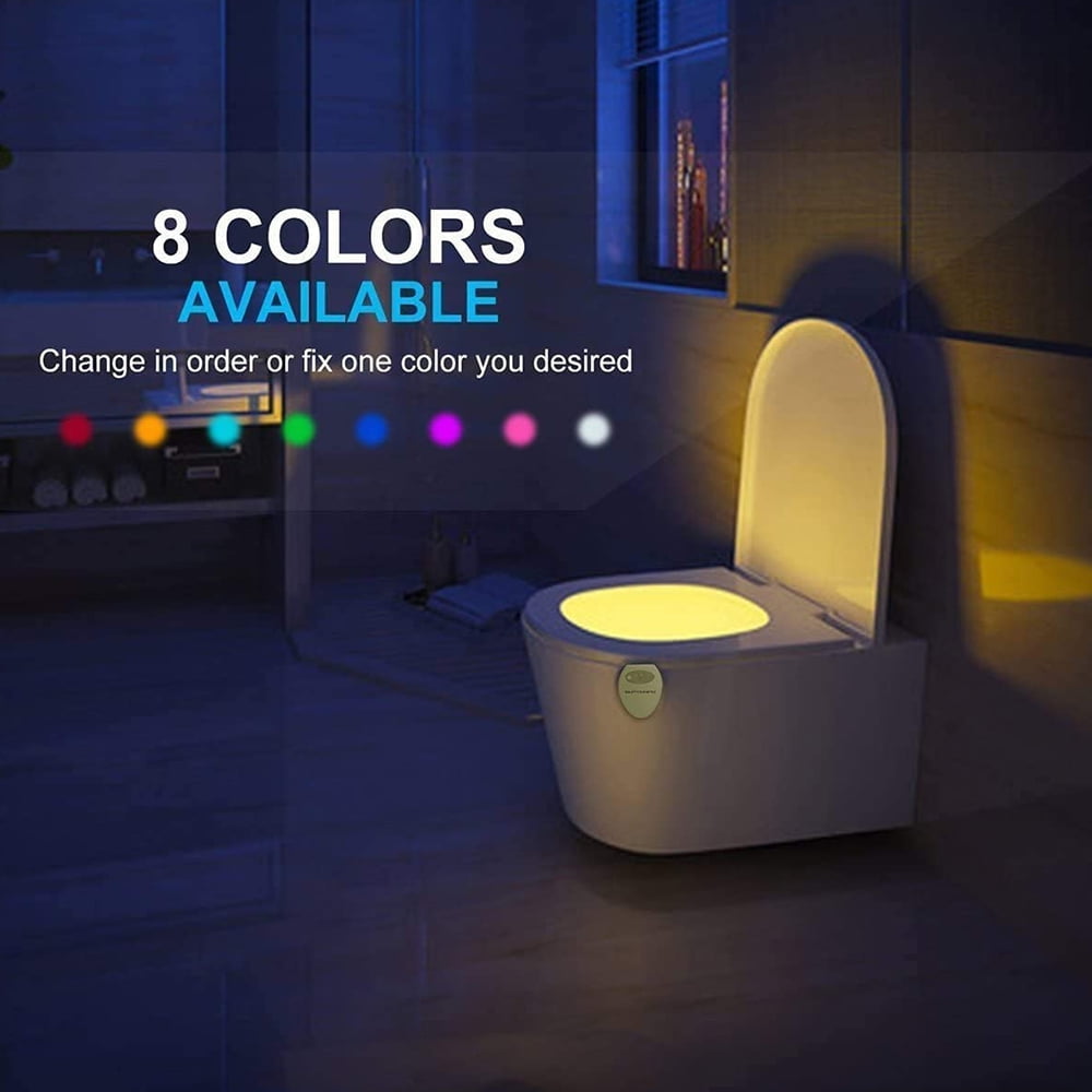 Ywlanda Color Toilet Night Light, Motion Sensor Activated Bathroom LED Bowl Nightlight, Unique & Funny Gifts Idea for Dad Teen Boy Kids Men Women, Cool Fun
