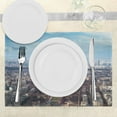 thumbnail image 3 of Ambesonne Eiffel Tower Place Mats Set of 4, View of Eiffel Tower, Standard Size, Pale Blue Brown, 3 of 6