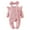 Pink, variant on Splozh Baby Hospital Outfit Baby Girl Long Sleeve Romper with Ruffled Hem Fall Spring Set with Bow Headband Pink,0-3 Months
