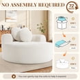 thumbnail image 3 of Muumblus 54" Oversized Round Indoor Chaise Lounge Chair, Boneless Cloud Couch, No Assembly Required, Floor Sofa Chair for Living Room, Beige, 3 of 9