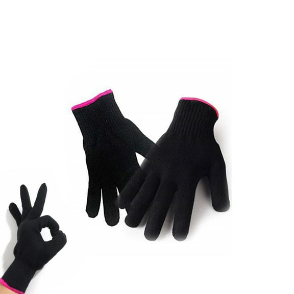 8.7x5.9" Professional Heat Resistant Glove,Pink Edge,1 Pair Hair Styling Heat Glove for Curling Flat Irons Mitts,Curling Wand