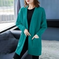 thumbnail image 2 of Lovskoo 2024 Long Cardigans for Women Trendy Long Sleeve Medium Length Knitted Cardigan Versatile Jacket Pocket Loose Outer Wear Knit Sweater Green, 2 of 7