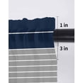 thumbnail image 6 of Navy Blue Grey Stripe Curtains 45 Inch Length, Sheer Curtains for Bedroom Living Room Window Modern Art Horizontal Striped Rod Pocket Voile Drapes Kitchen Curtains Small Half Window 42"x45" 2 Panels, 6 of 6