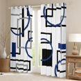thumbnail image 2 of Manfei Steel Blue Geometric Blackout Curtains Set of 2 (52x84 Each), Square Rectangle Window Curtains, Abstract Ombre Curtains and Drapes, Curtains and Drapes Bedroom Decor, 2 of 6