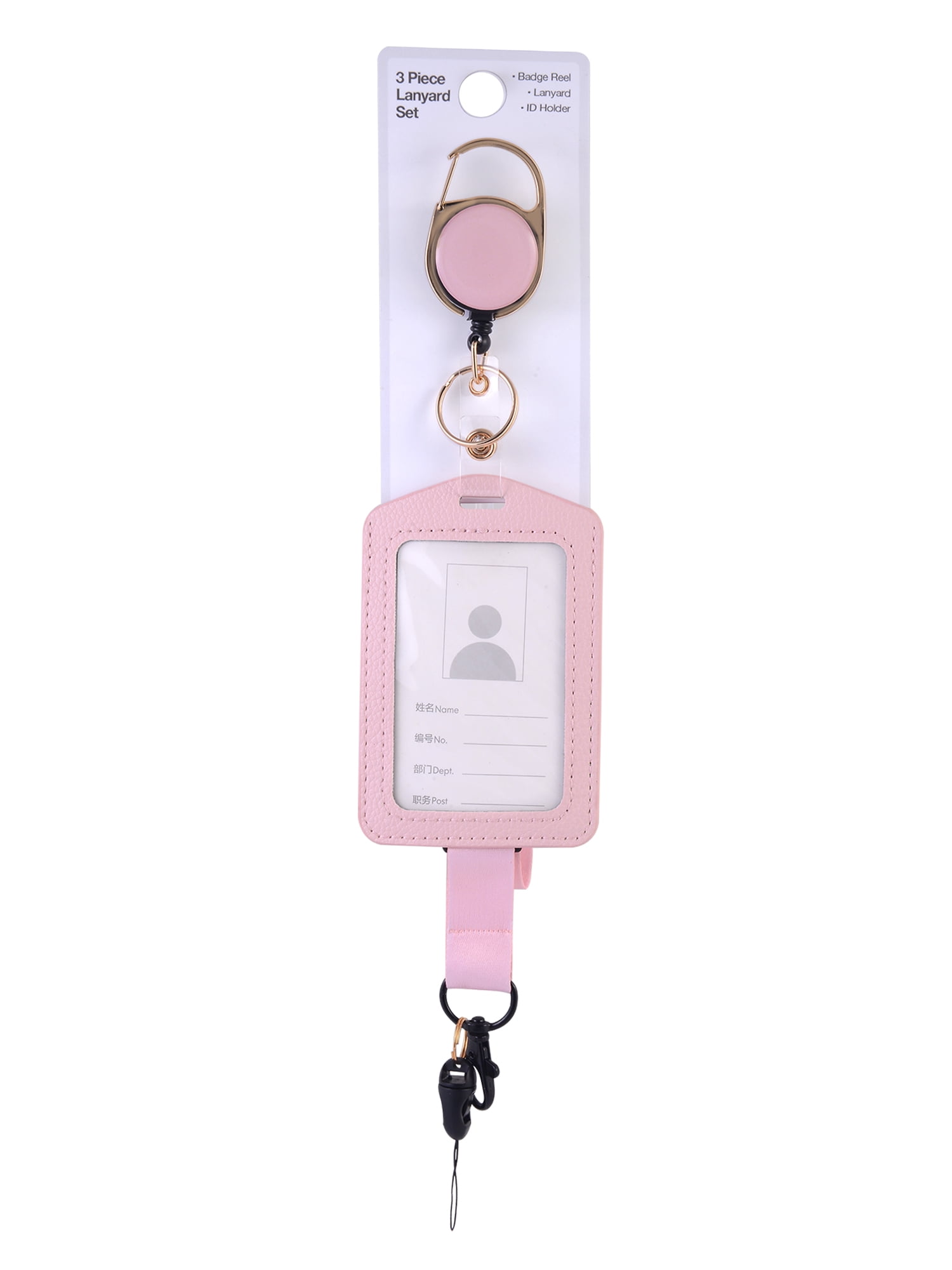 Solutions 3-Piece Pink Badge Reel Lanyard ID Holder Set for Work, School & Professionals