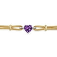 thumbnail image 2 of Gem Stone King 18K Two Tone Sterling Silver Purple Amethyst and White Lab Grown Diamond Bracelet for Women (1.64 Cttw, Heart Shape 8MM, 6.5/7/7.5 inches, Made in Italy), 2 of 3
