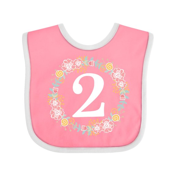 Inktastic 2nd Birthday Rose Wreath 2 Year Old Girl Girls Baby Bib