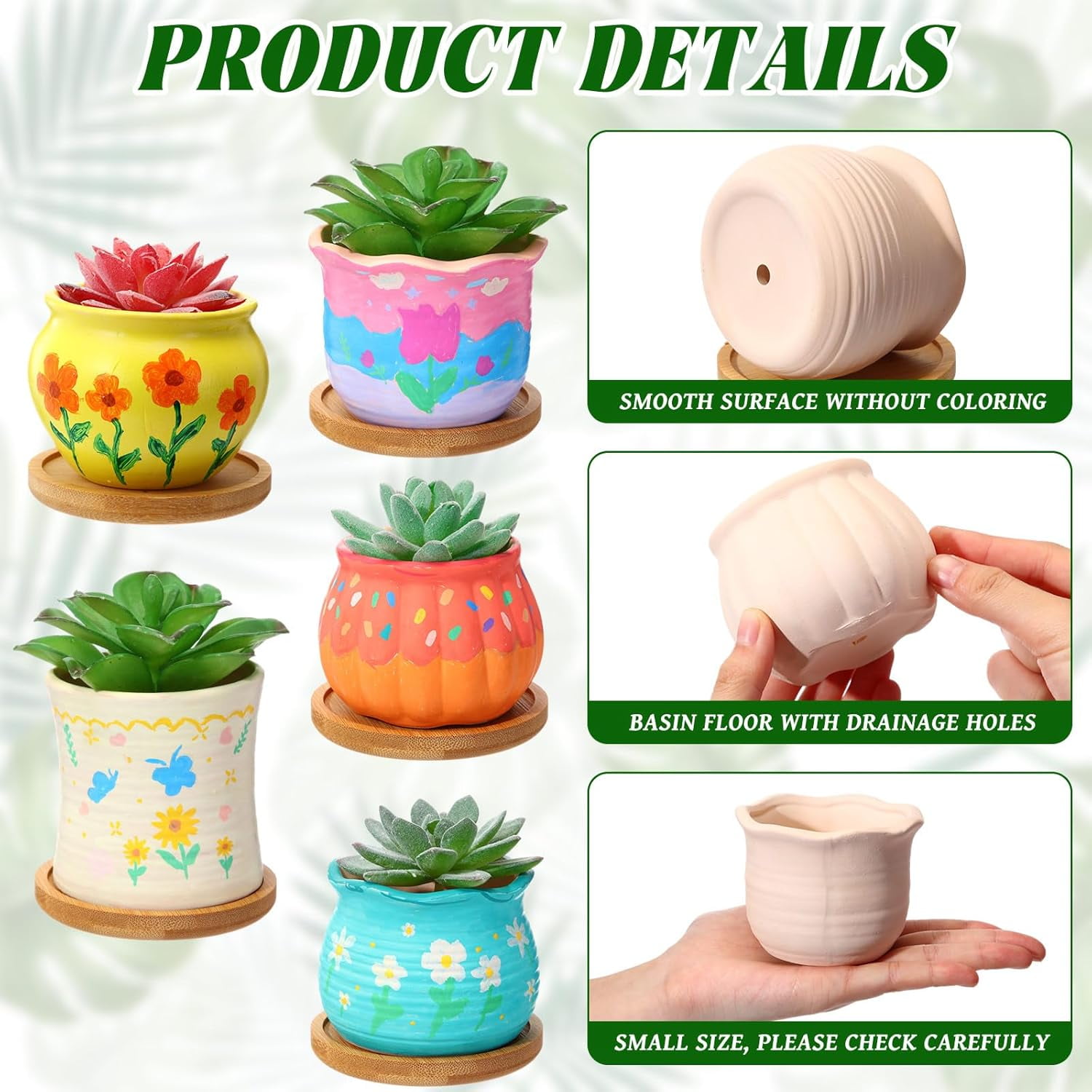 DIY Ceramic Succulent Planter Pots to Paint, Unpainted Flowerpot Craft Kit for Gardening and Pottery Painting, 12 Sets 3 Inch Paint Your Own Planters