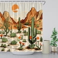 thumbnail image 3 of Western Shower Curtain Cactus Mountain Tropical Desert Landscape Ethnic Aztec American Cowboy Bathroom Decor Fabric Curtains with Hooks, 3 of 6