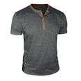 thumbnail image 3 of WAENQINLA Big and Tall Henley Shirts for Men Short Sleeve Button V Neck Cotton T-Shirts Color Block Soft Lightweight Shirts Bronze T Shirts,Size S-3XL, 3 of 7