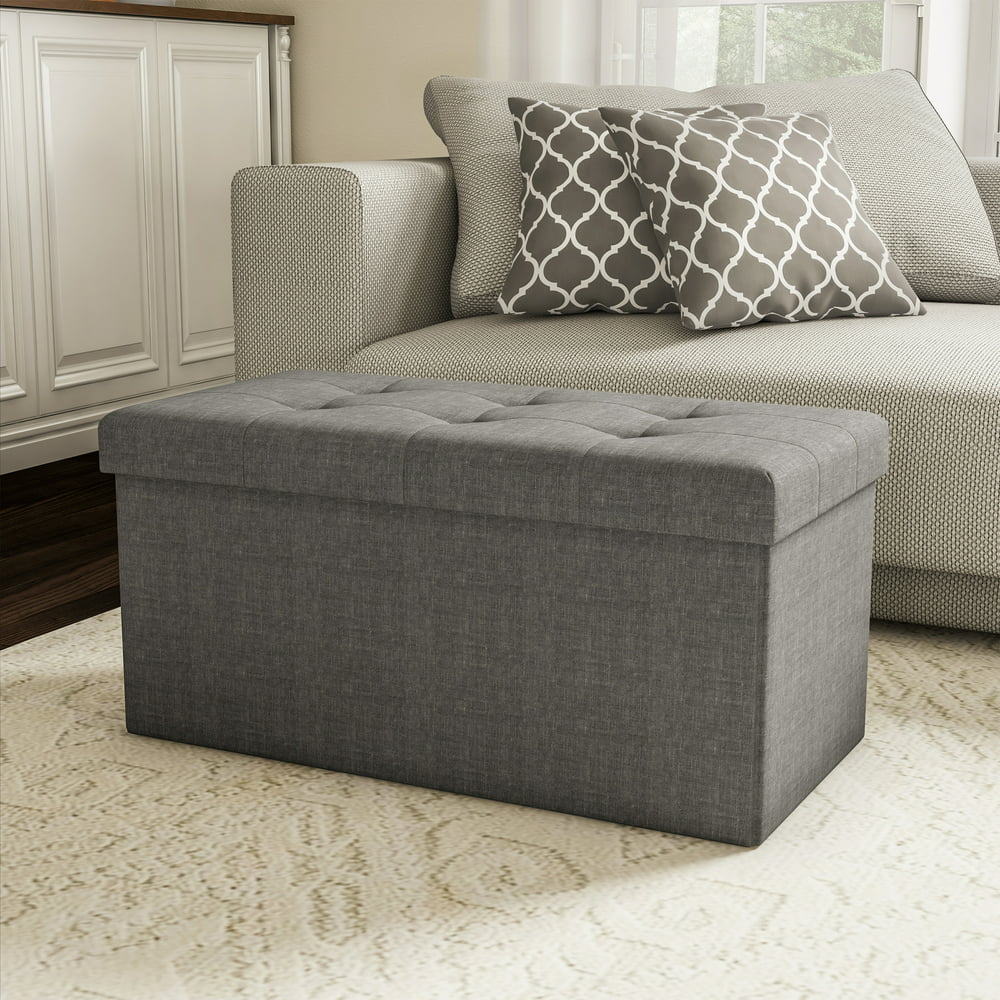 Storage Bench Ottoman Large Folding Tufted Foot Rest Organizer With