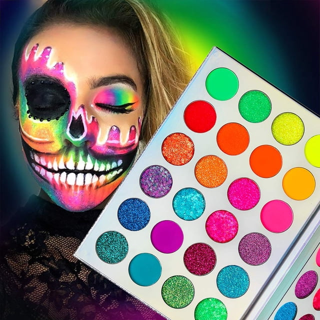 Paleta de sombras de ojos con purpurina de neón Afflano que brilla en la oscuridad
