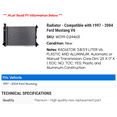 thumbnail image 2 of Radiator - Compatible with 1997 - 2004 Ford Mustang V6 1998 1999 2000 2001 2002 2003, 2 of 2