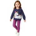 thumbnail image 2 of HILEELANG little Girl Fall Outfits Clothing Pants Set Unicorn Sweatshirt（Age:2-7Y) Cotton Strench Purple Leggings Playwear Sets 2pc 7T, 2 of 10
