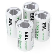 EBL C Size Battery Adapters, AA to C Size Battery Spacer Converter Case Use with Rechargeable AA Battery Cells - 4 Pack
